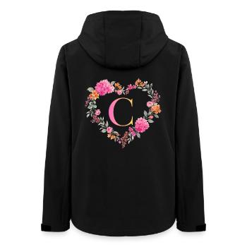 C Monogramm Blumen Herz personalisierbar - Frauen Recycelte Softshelljacke von Stanley/Stella - Schwarz - Hinten - AI Model Female 172 light (172cm)