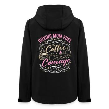 Boxing Mom Fuel Coffee & Courage Gloves Boxing - Frauen Recycelte Softshelljacke von Stanley/Stella - Schwarz - Hinten - AI Model Female 172 light (172cm)