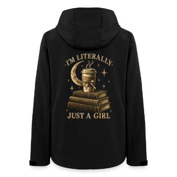 Just A Girl Vintage Books Kaffee - Frauen Recycelte Softshelljacke von Stanley/Stella - Schwarz - Hinten - AI Model Female 172 light (172cm)