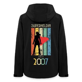 20 Geburtstag Frau Jahrgang 2007 Superheldin Retro - Frauen Recycelte Softshelljacke von Stanley/Stella - Schwarz - Hinten - AI Model Female 172 light (172cm)