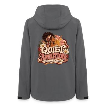 Stille Retro-Ambition – Macht braucht keine Öffentlichkeit - Frauen Recycelte Softshelljacke von Stanley/Stella - Anthrazit - Hinten - AI Model Female 172 light (172cm)