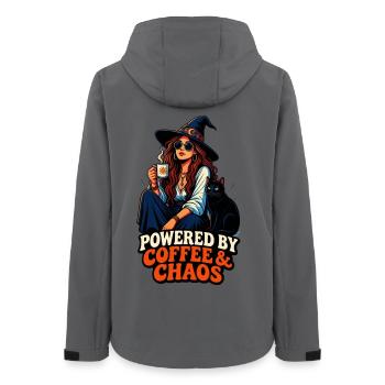 Kaffee Chaos Boho-Girl & Katze - Frauen Recycelte Softshelljacke von Stanley/Stella - Anthrazit - Hinten - AI Model Female 172 light (172cm)