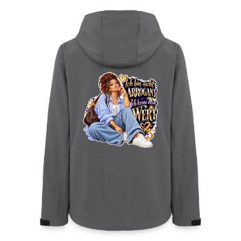 Ich kenne meinen Wert – Glam Empowerment - Frauen Recycelte Softshelljacke von Stanley/Stella - Anthrazit - Hinten - AI Model Female 172 light (172cm)