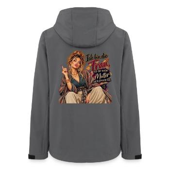 Ich bin die Frau, vor der Mama warnte - Frauen Recycelte Softshelljacke von Stanley/Stella - Anthrazit - Hinten - AI Model Female 172 light (172cm)