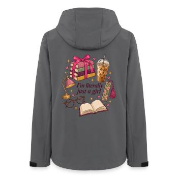 Literally Just A Girl Books Coffee - Frauen Recycelte Softshelljacke von Stanley/Stella - Anthrazit - Hinten - AI Model Female 172 light (172cm)