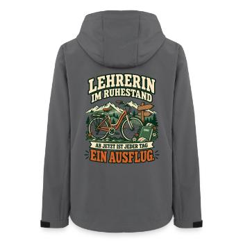 Lehrerin im Ruhestand – Jeder Tag ein Ausflug - Frauen Recycelte Softshelljacke von Stanley/Stella - Anthrazit - Hinten - AI Model Female 172 light (172cm)