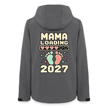 Mama Loading 2027 – Pixelherzen und Babyfüße - Frauen Recycelte Softshelljacke von Stanley/Stella - Anthrazit - Hinten - AI Model Female 172 light (172cm)