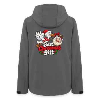 Weihnachtsstorch mit Geschenkpaket - Frauen Recycelte Softshelljacke von Stanley/Stella - Anthrazit - Hinten - AI Model Female 172 light (172cm)