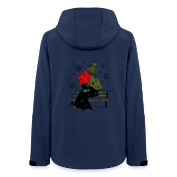 ragazza_capelli_rossi-_sotto_la_neve_con_gatto_ - Frauen Recycelte Softshelljacke von Stanley/Stella - Navy - Hinten - AI Model Female 172 light (172cm)