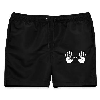Geteilte Hände Silhouette - Männer Badeshorts - Schwarz - Vorne - AI Model Male 178 light (178cm)