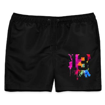 13 JAHRE 13. GEBURTSTAG - Männer Badeshorts - Schwarz - Vorne - AI Model Male 178 light (178cm)