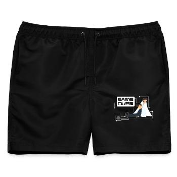 Game Over JGA - Braut und Bräutigam, weiß - Männer Badeshorts - Schwarz - Vorne - AI Model Male 178 light (178cm)
