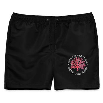 Protect the Coral – Save the Reef - Männer Badeshorts - Schwarz - Vorne - AI Model Male 178 light (178cm)