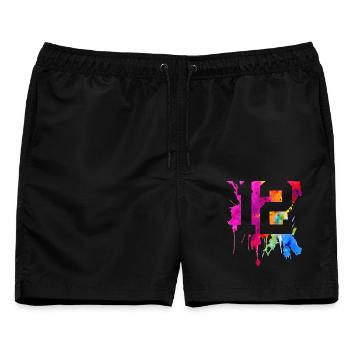 12 JAHRE 12. GEBURTSTAG - Männer Badeshorts - Schwarz - Vorne - AI Model Male 178 light (178cm)