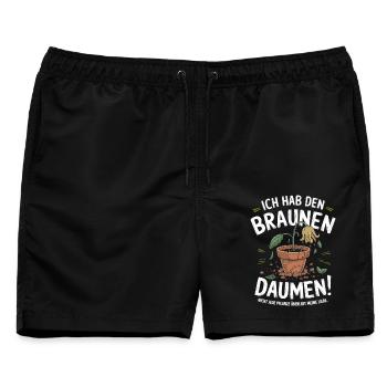 Ich habe den braunen Daumen - Männer Badeshorts - Schwarz - Vorne - AI Model Male 178 light (178cm)