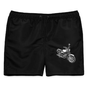 Simme Kult Moped aus der DDR - Männer Badeshorts - Schwarz - Vorne - AI Model Male 178 light (178cm)
