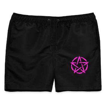 Pentagramm Symbol Lila - Männer Badeshorts - Schwarz - Vorne - AI Model Male 178 light (178cm)