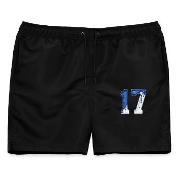 NR. 17 NUMMER 17 BLAU WEIß 17. GEBURTSTAG - Männer Badeshorts - Schwarz - Vorne - AI Model Male 178 light (178cm)