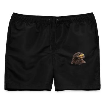 Adler, Falke, Greifvogel aus Falknerei, braun - Männer Badeshorts - Schwarz - Vorne - AI Model Male 178 light (178cm)