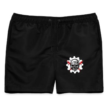 EBM - Electronic Body Music - Männer Badeshorts - Schwarz - Vorne - AI Model Male 178 light (178cm)