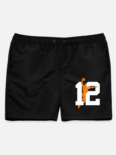 NUMMER 12 BASKETBALL 12. GEBURTSTAG - Männer Badeshorts - Schwarz