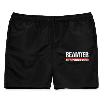 Beamter mit Frustrationshintergrund - Männer Badeshorts - Schwarz - Vorne - AI Model Male 178 light (178cm)