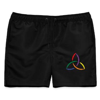Keltisches Symbol Triquetra Regenbogen - Männer Badeshorts - Schwarz - Vorne - AI Model Male 178 light (178cm)
