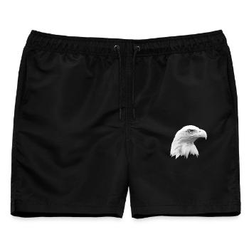 Adlerkopf, Weißkopfseeadler, Adler, Greifvogel aus - Männer Badeshorts - Schwarz - Vorne - AI Model Male 178 light (178cm)