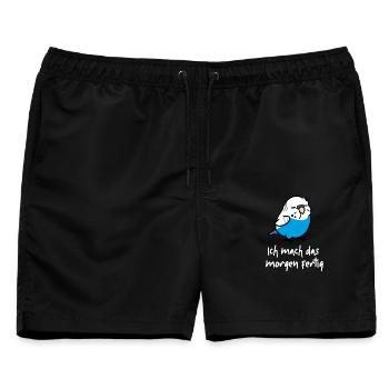 schlafenderwelliweiss - Männer Badeshorts - Schwarz - Vorne - AI Model Male 178 light (178cm)