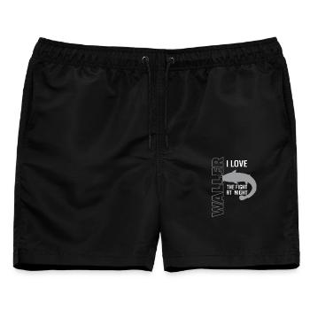 Waller fischen Nachtangeln Angler und Anglerin - Männer Badeshorts - Schwarz - Vorne - AI Model Male 178 light (178cm)
