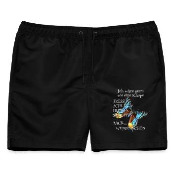 Raupe müsste man sein Spruch - Männer Badeshorts - Schwarz - Vorne - AI Model Male 178 light (178cm)