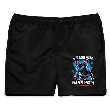 Mein Bester Freund hat vier Pfoten - Männer Badeshorts - Schwarz - Vorne - AI Model Male 178 light (178cm)