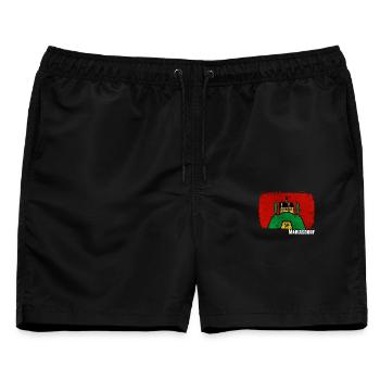 Marktgemeinde Mariasdorf - südliches Burgenland - Männer Badeshorts - Schwarz - Vorne - AI Model Male 178 light (178cm)