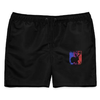 Hase Kaninchen - Männer Badeshorts - Schwarz - Vorne - AI Model Male 178 light (178cm)