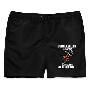 Junggesellenabschied Esel JGA Genug Geritten - Männer Badeshorts - Schwarz - Vorne - AI Model Male 178 light (178cm)