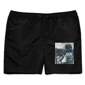 Make racists afraid again Fuck Nazis Rassismus FCK - Männer Badeshorts - Schwarz - Vorne - AI Model Male 178 light (178cm)