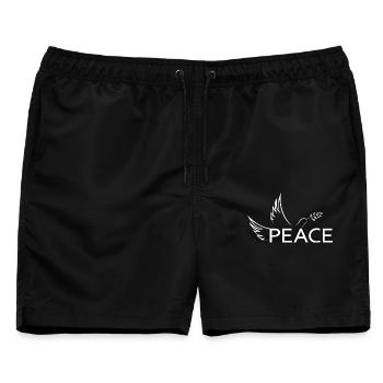 Peace Frieden Friedenstaube Demo Protest Freiheit - Männer Badeshorts - Schwarz - Vorne - AI Model Male 178 light (178cm)