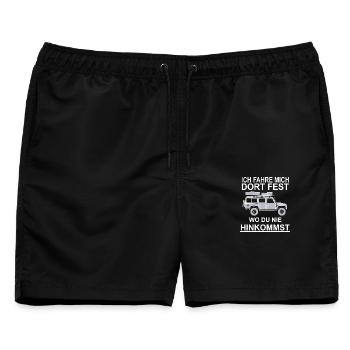 Defender Dachzelt Offroad 4x4 Reisefahrzeug - Männer Badeshorts - Schwarz - Vorne - AI Model Male 178 light (178cm)