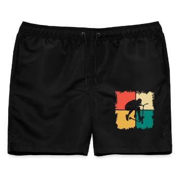 Stunt Scooter Roller Junge Retro - Männer Badeshorts - Schwarz - Vorne - AI Model Male 178 light (178cm)