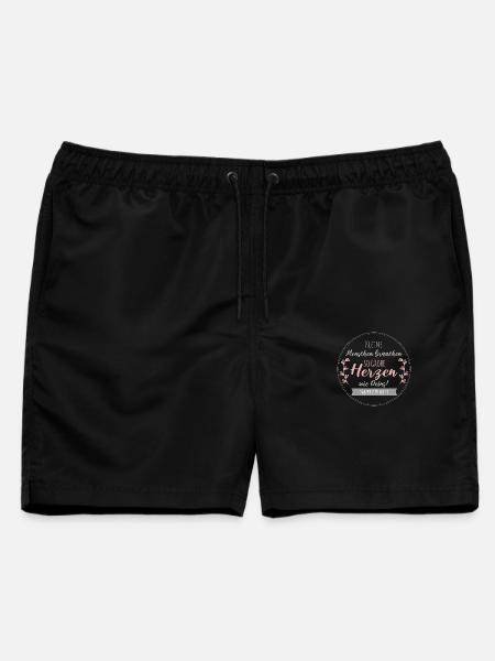 Kleine Menschen brauchen so große Herzen wie Deins - Männer Badeshorts - Schwarz
