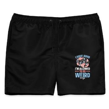 Ich habe ADHS, ich darf seltsame Dinge tun - Männer Badeshorts - Schwarz - Vorne - AI Model Male 178 light (178cm)