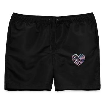 Pfoten in Herzform - Tierliebe - Männer Badeshorts - Schwarz - Vorne - AI Model Male 178 light (178cm)