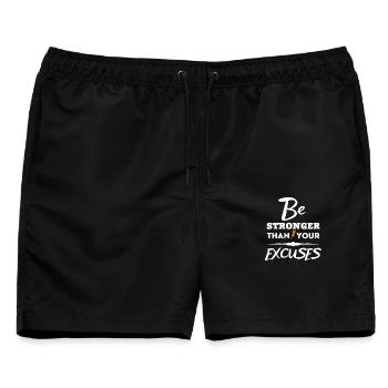 Motivierendes Zitat - Sei stärker als deine Ausreden - Männer Badeshorts - Schwarz - Vorne - AI Model Male 178 light (178cm)