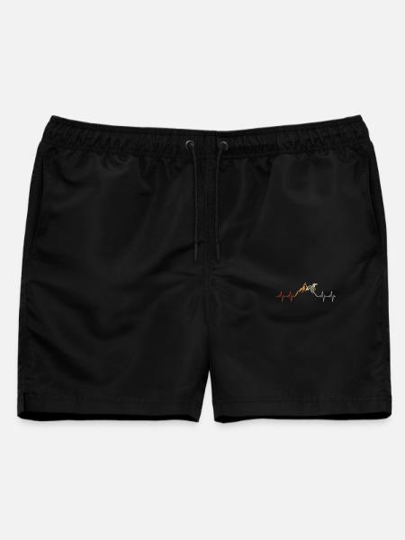 Fahrrad Radsport Herzschlag Berg Vintage Wandern - Männer Badeshorts - Schwarz