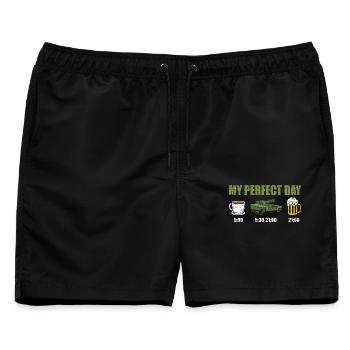 Panzer Panzerfahrer Bundeswehr Armee - Männer Badeshorts - Schwarz - Vorne - AI Model Male 178 light (178cm)