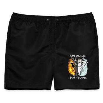 Katze Kater Engel Teufel Engel Böse Niedlich Miau - Männer Badeshorts - Schwarz - Vorne - AI Model Male 178 light (178cm)