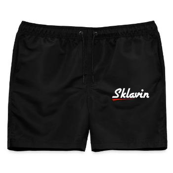 Sklavin mit roter Akzentlinie - Männer Badeshorts - Schwarz - Vorne - AI Model Male 178 light (178cm)