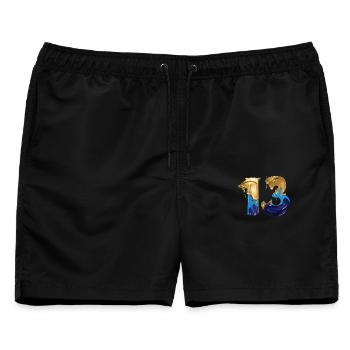 NR. 13 NUMMER 13 COOL 13. GEBURTSTAG - Männer Badeshorts - Schwarz - Vorne - AI Model Male 178 light (178cm)