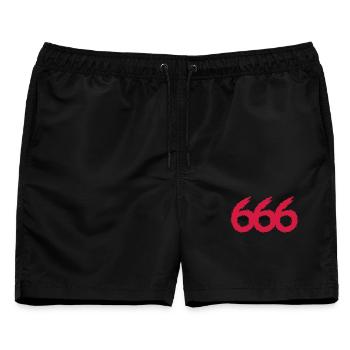 666 Symbol Zahl - Männer Badeshorts - Schwarz - Vorne - AI Model Male 178 light (178cm)