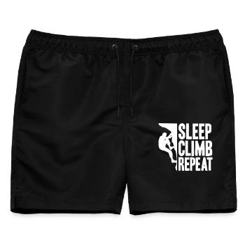 Bouldern Boulder Bergsteiger Klettern - Männer Badeshorts - Schwarz - Vorne - AI Model Male 178 light (178cm)